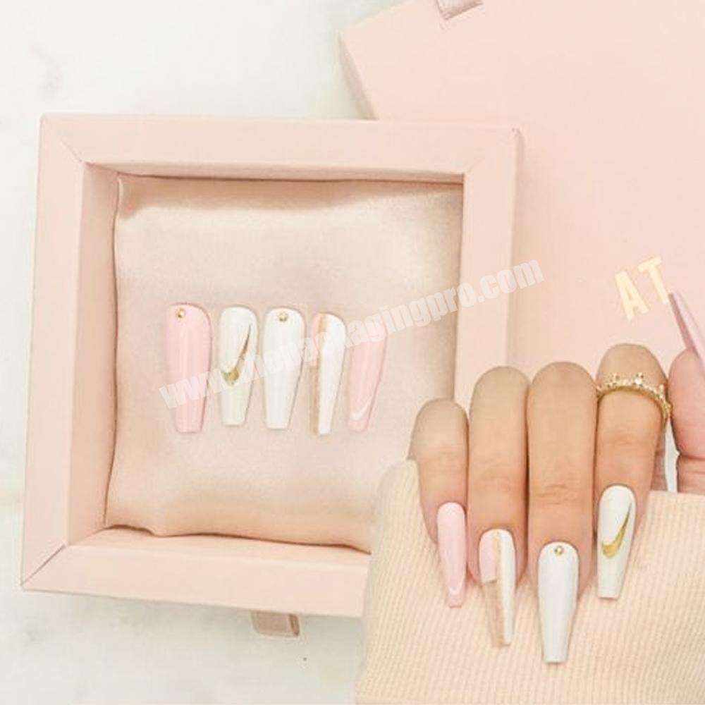 Luxury drawer cosmetic set lashes packaging pink drawer nail box packaging custom nail boxes for press ons nail packaging box