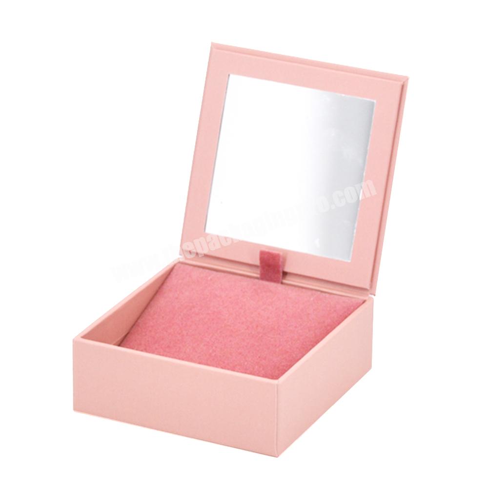 Luxury jewelry box with mirror foldable necklace ring jewelry box ribbon design custom logo carton gift paper ring jewelry boxes