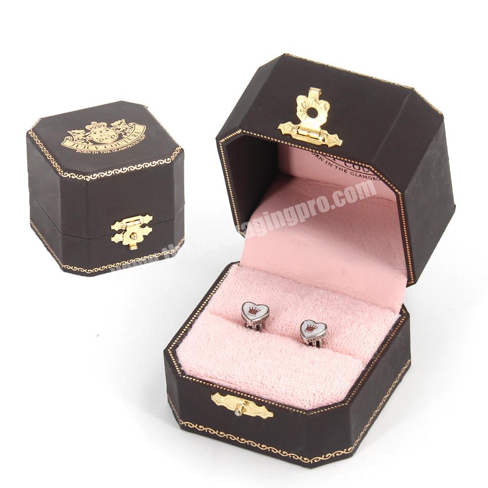Luxury jewelry engagement box custom velvet flip phnom penh ring earring jewelry boxes with logo luxury jewelry packaging box
