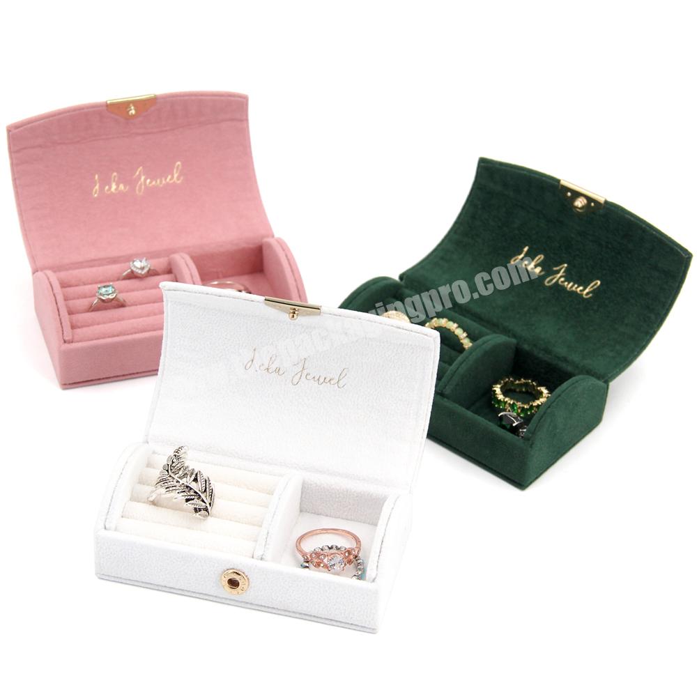 Luxury jewelry packaging boxes velvet magnetic necklace ring gift packaging jewelry box custom logo velvet portable jewelry box