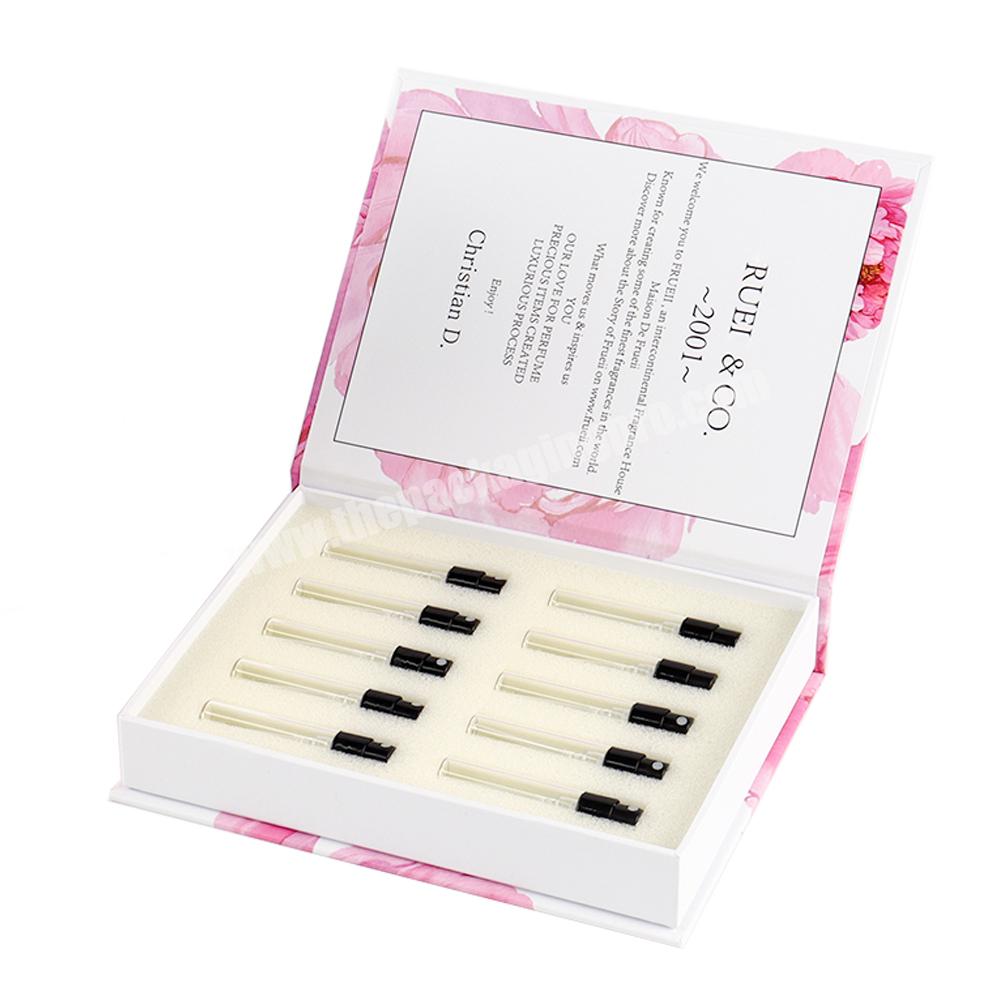 Luxury skin care cosmetics makeup packaging gift box custom essential oil perfume book shaped box cosmetic gift packaging box