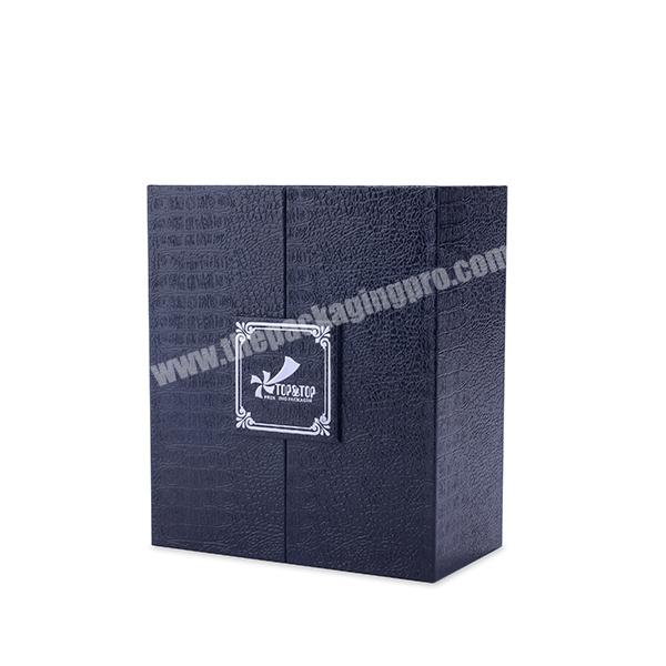 Magnetic Custom Perfume Empty Box Black Arabic Two Door Opened Paper Perfume Packaging Box