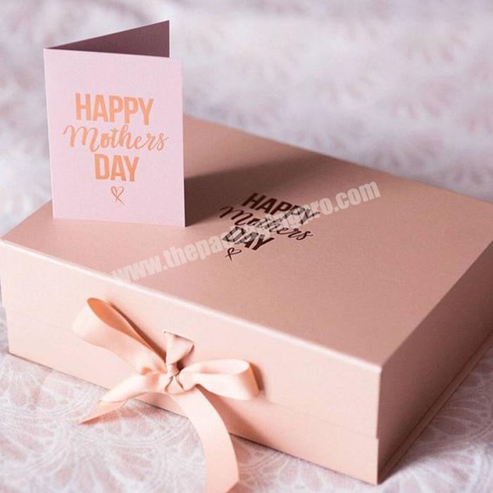 Magnetic gift box custom logo cardboard folding paper wedding gift box packaging with ribbon luxury magnetic folding gift box