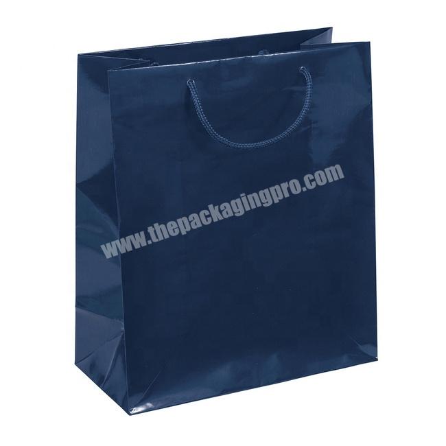 Manila Large Navy Blue Hologram Promotional Courier Textured Twist Handle Gloss Paper Gift Shopper Bag for shoes