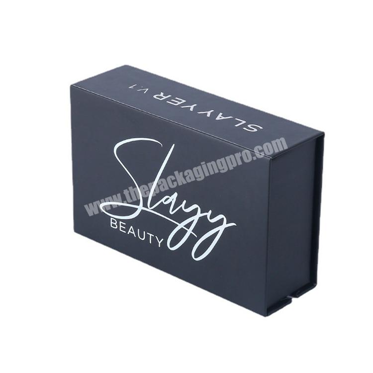 Many Years Factory Custom Black Box with White Logo Cosmetic Make Up Rigid Cardboard Magnetic Gift Box