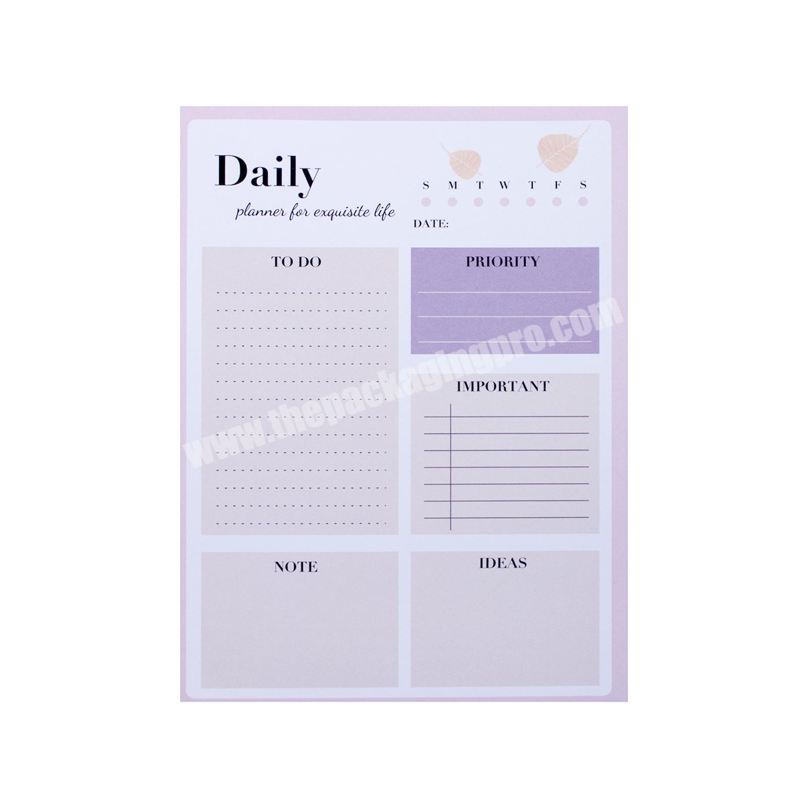 Many Years Factory Fancy Weekly Daily Planner Note Pad Custom Logo a4 a5 To Do List Notepad