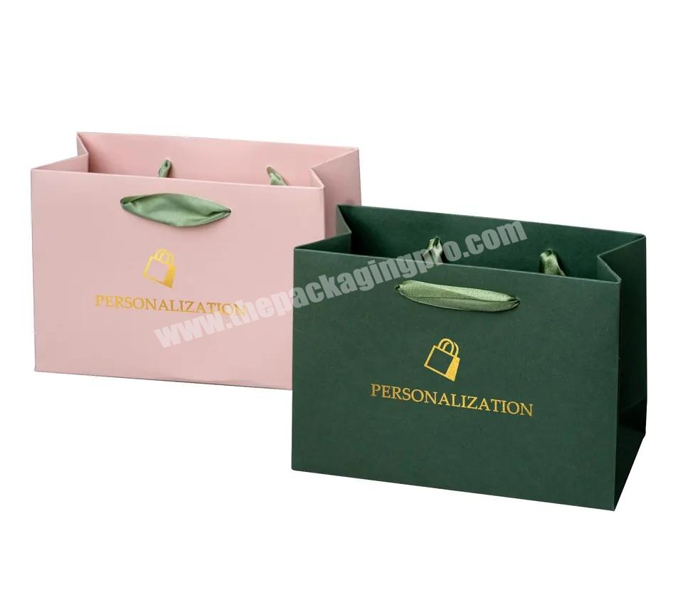 Matte black paper shopping bag with ribbon handle packaging luxury gift paper bag with logo
