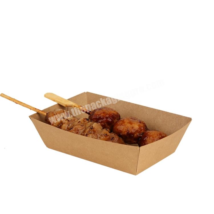 Milk Tea Shop Snack Packing Tray Compartment Paper Tray Fried Barbecue Kraft Paper Boat Tray
