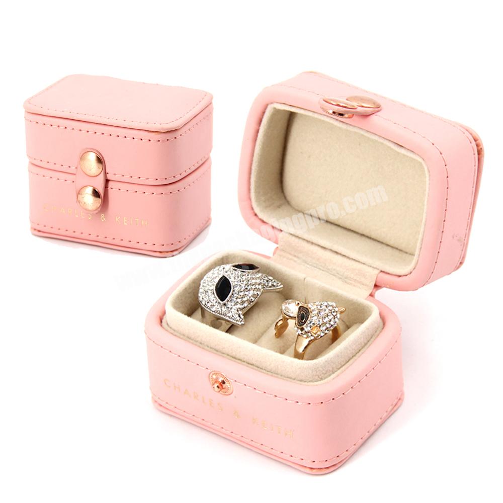 Mini portable travel jewelry box custom leather cotton filled cardboard paper packaging jewelry box luxury fancy jewelry boxes