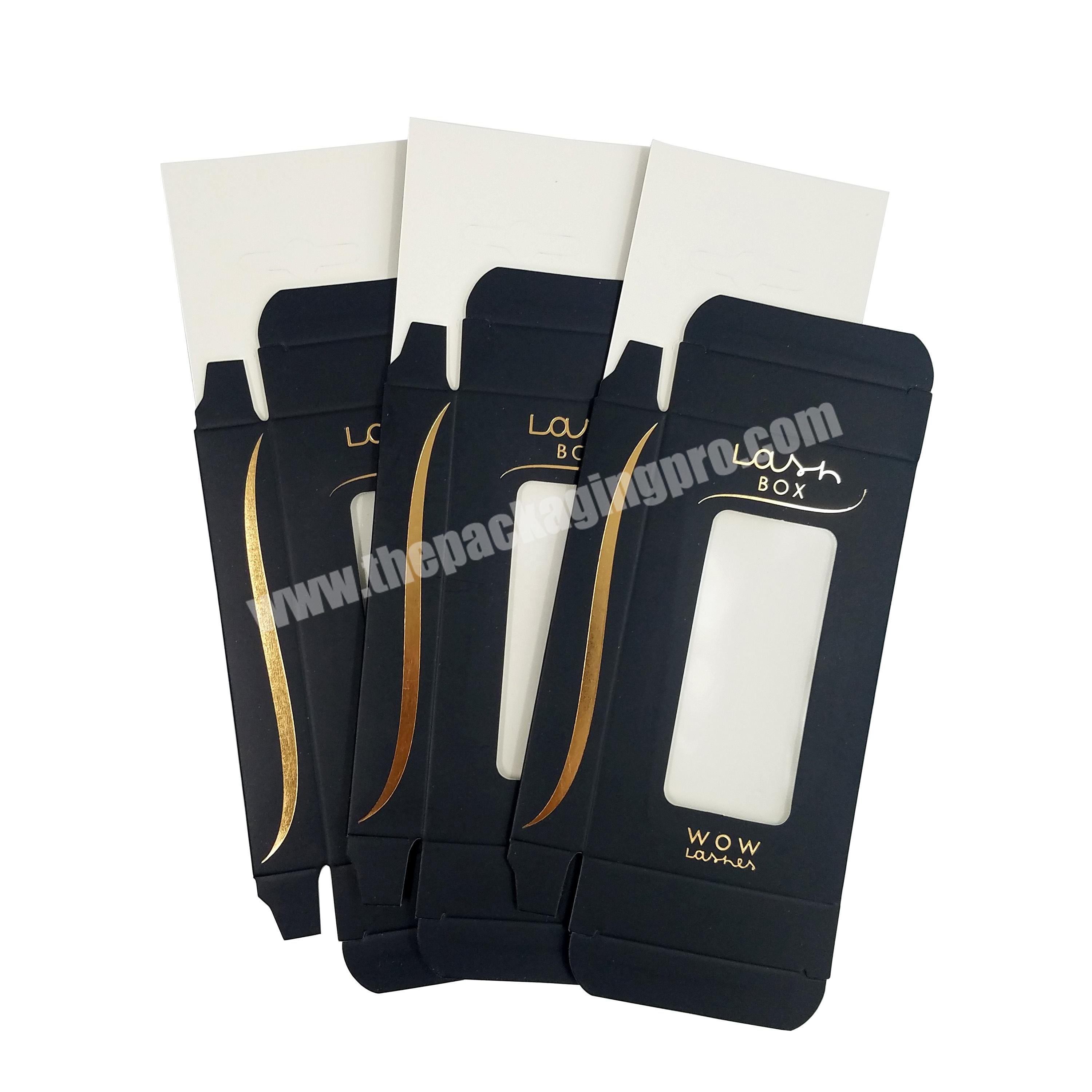 OEM Custom Made Black Gold Stamping Logo Paper Skin Care Cream Cosmetics Packing Boxes With PVC Window