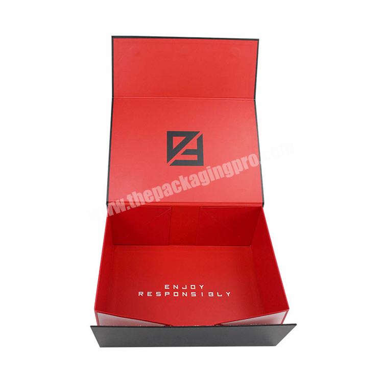OEM Matte Black Rigid Magnetic Folding Large Size Skincare Clothes Packaging Paper Gift Box