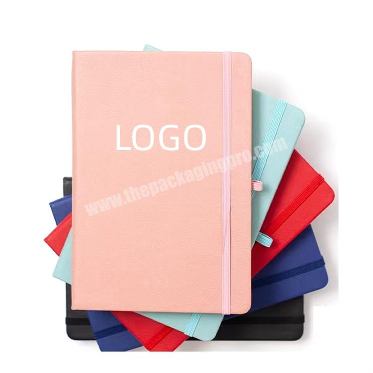 Office School Supplier A5 PU Leather Diary Custom Logo Hardcover Writing Journal Notebook with Elastic Band