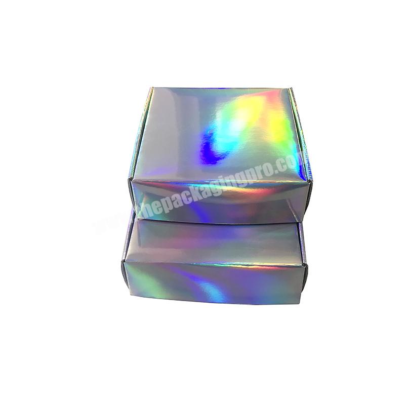 Packaging Printed Silver Rainbow Holographic T-shirt Mailer  Shipping Box