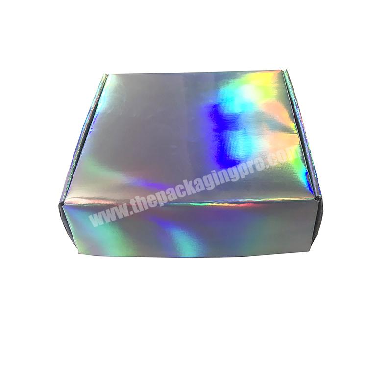 Packaging Printed Silver Rainbow Holographic T-shirt Mailer  Shipping Box