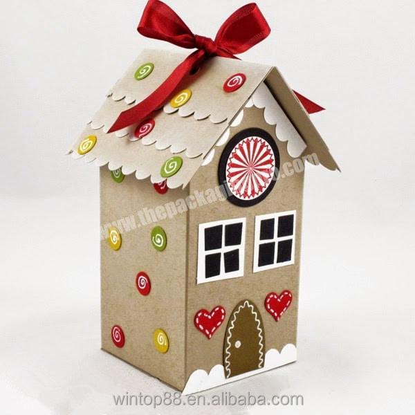 Paper Gift Box Christmas Village House Interesting Fancy Design Craft Simple Box Printing Customized Paperboard Recyclable