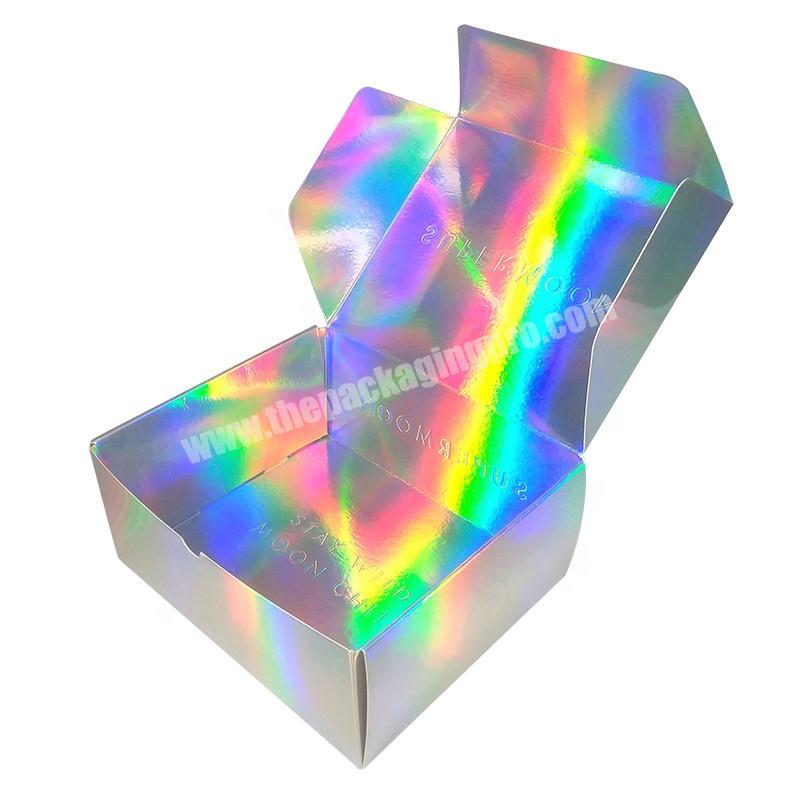 Paper Holographic Packaging Box Clothes Shoes Gift Foldable Shipping Mailer Box With Logo