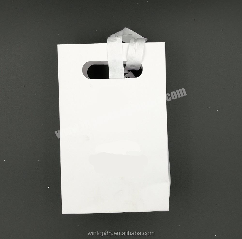 Paper gift box white simple bag easy to carry ribbon
