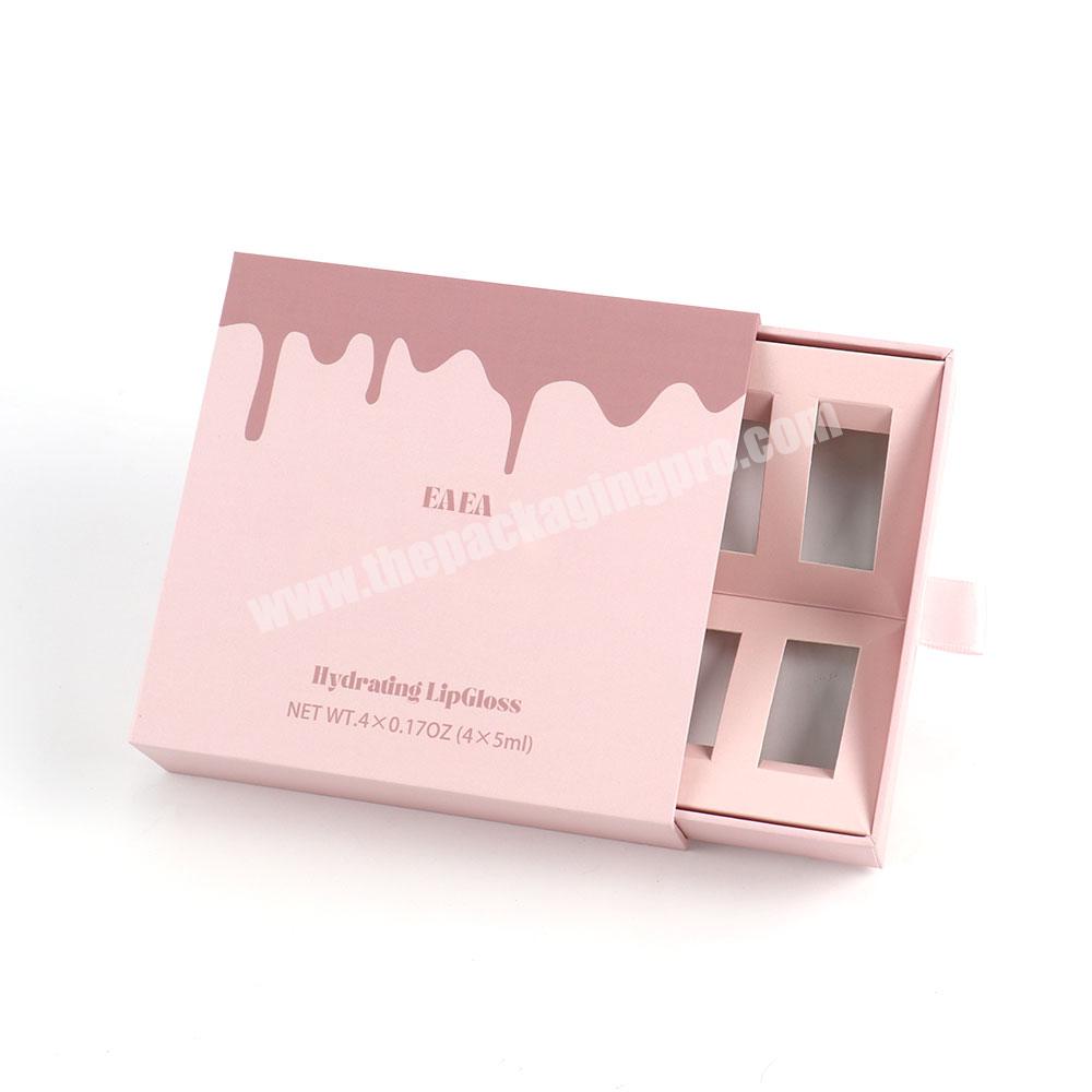 Perfume packaging boxes custom makeup organizer storage drawers boxes pink small cosmetic cardboard gift boxes