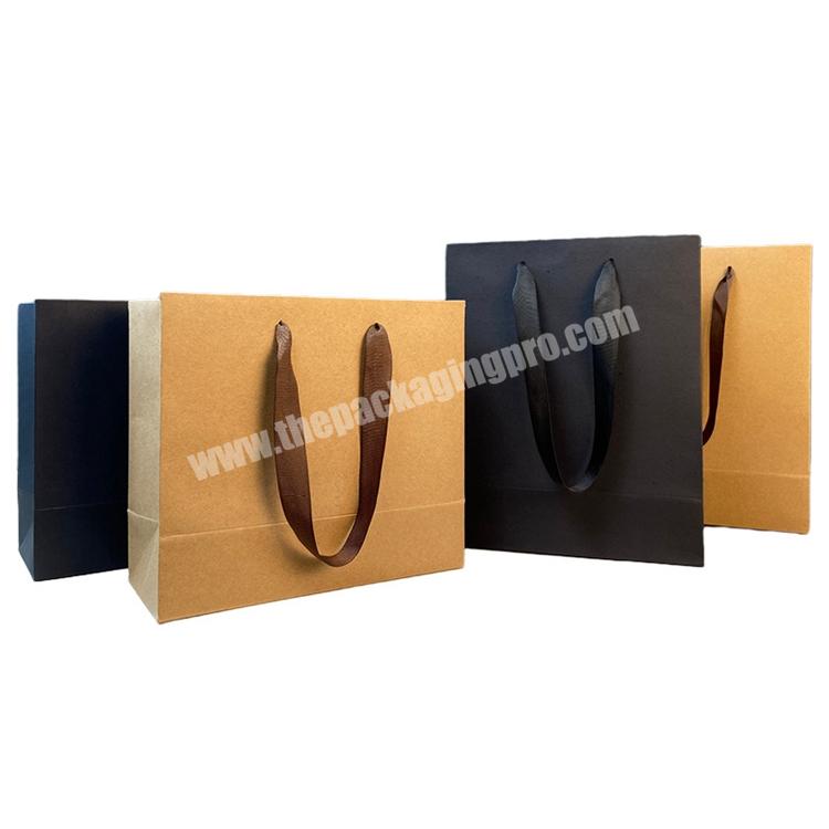 Personalized Sac Luxe Papier Cadeau Noir Black Kraft Paper Bags With Logo