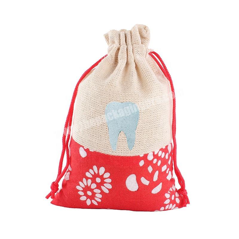 Personalized Stringbags Cotton Fabric Material Tooth Fairy Bag