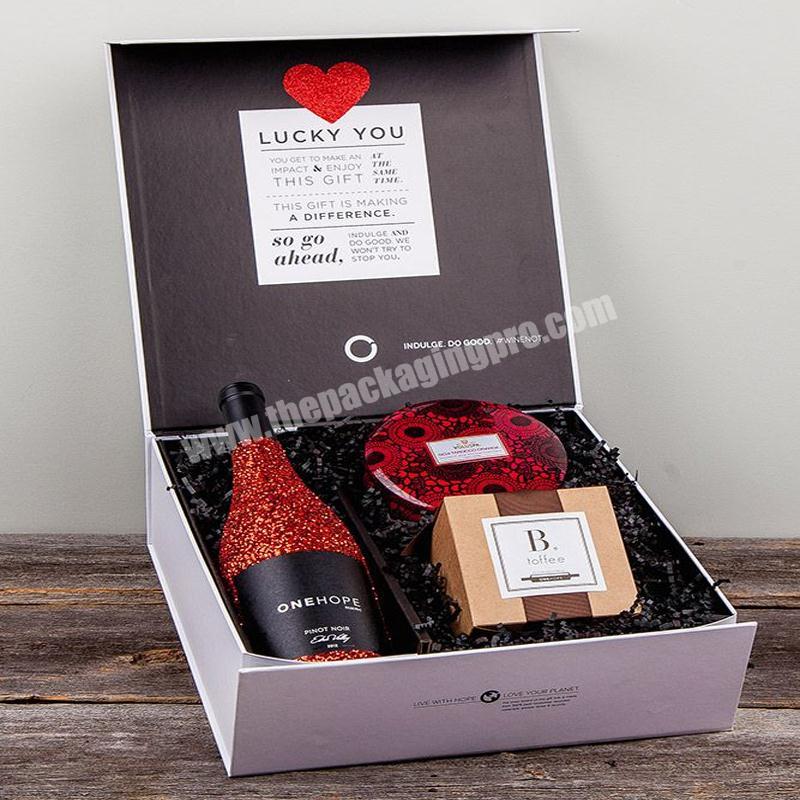 Personalized empty wine chocolate gift set 2 pack bottles packaging red wine gift box custom printed cardboard paper wine box