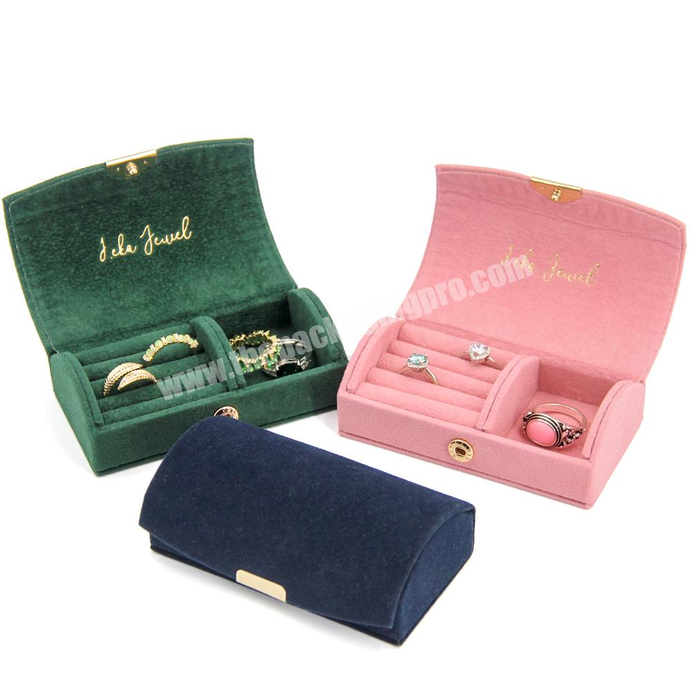Personalized jewelry box for rings ribbon velvet jewelry set gift packaging box with custom logo necklace set velvet jewelry box