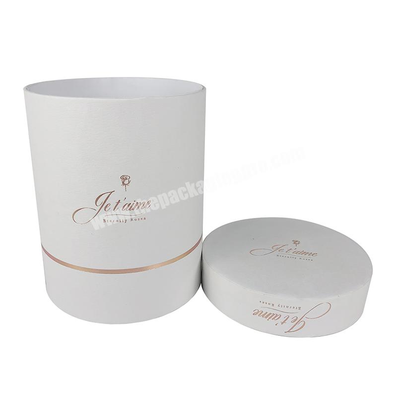 Personalized white paper round flower box round cardboard box for rose flower packaging