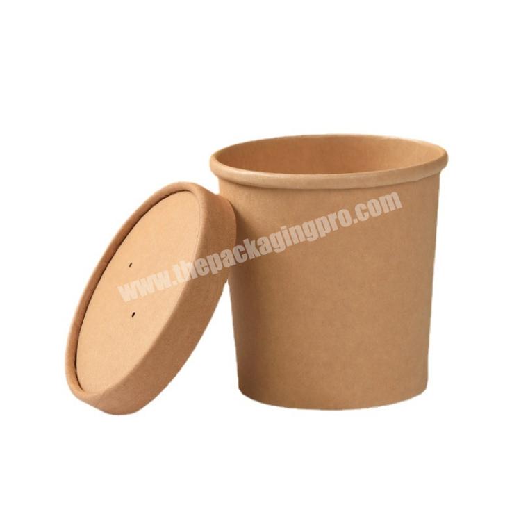 Porridge Cup Disposable with Lid Thickened Round Paper Bowl Kraft Paper Soup Bucket Packaging Lunch Box Carton Soup Cup Soup Bow