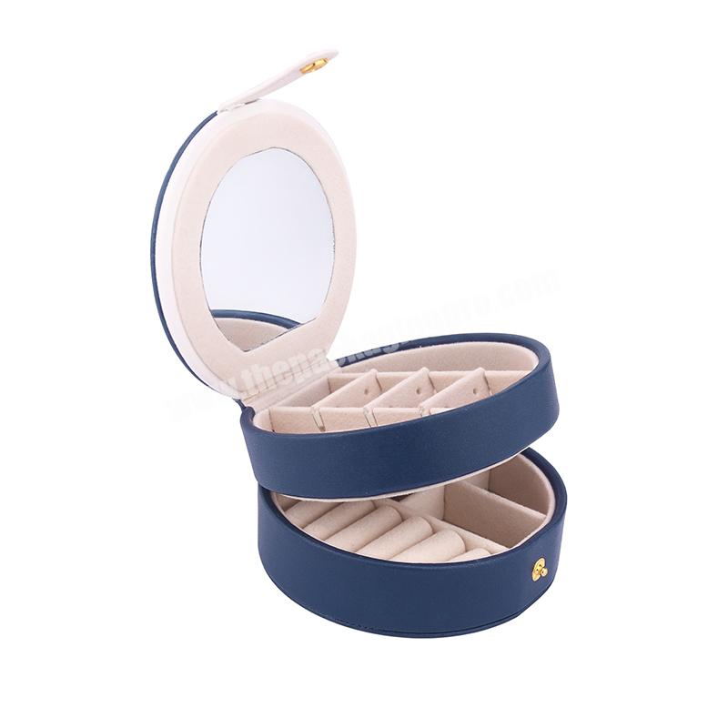 Portable Jewelry Box with Mirrors Travel Jewelry Box Mini Earring Stud Ring Household Jewelry Storage Box