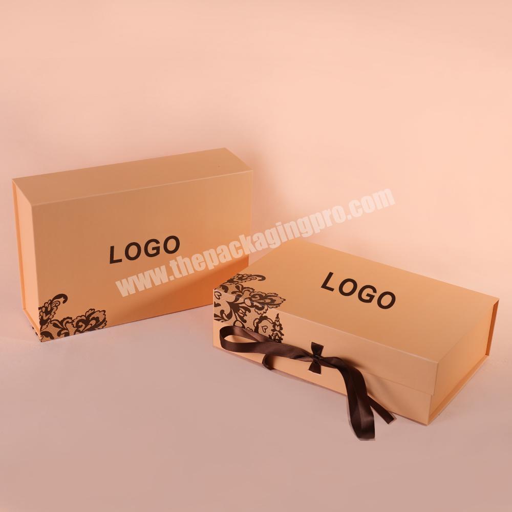 Premium flat pack custom logo rigid cardboard paper gift matte black collapsible foldable packaging boxes