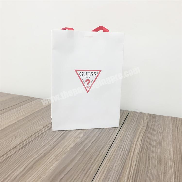 Professional Design Custom Logo Printed Ribbon Handles Reusable Kraft Gift Shopping Paper Bags
