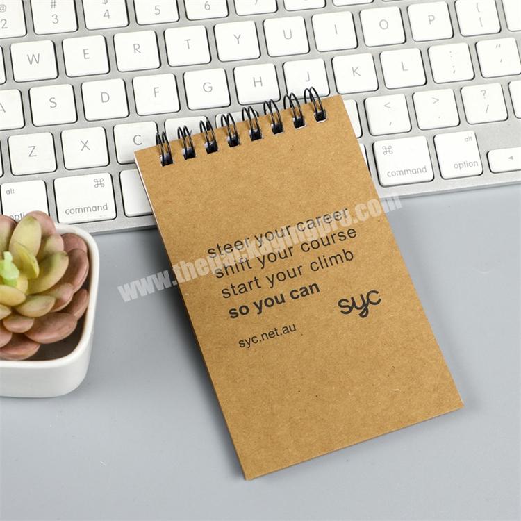 Promotional Custom Logo Small Spiral Brown Kraft Notepad Business Printed Note Pads