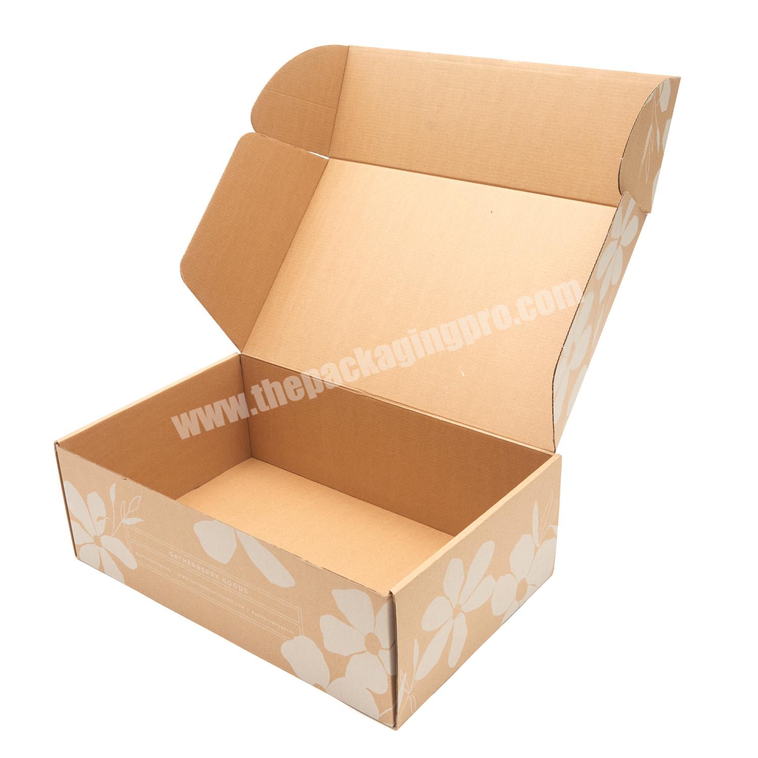 Recyclable Folding Shipping Mailer Custom Design Garments Socks Packing Brown Kraft Paper Corrugated Box