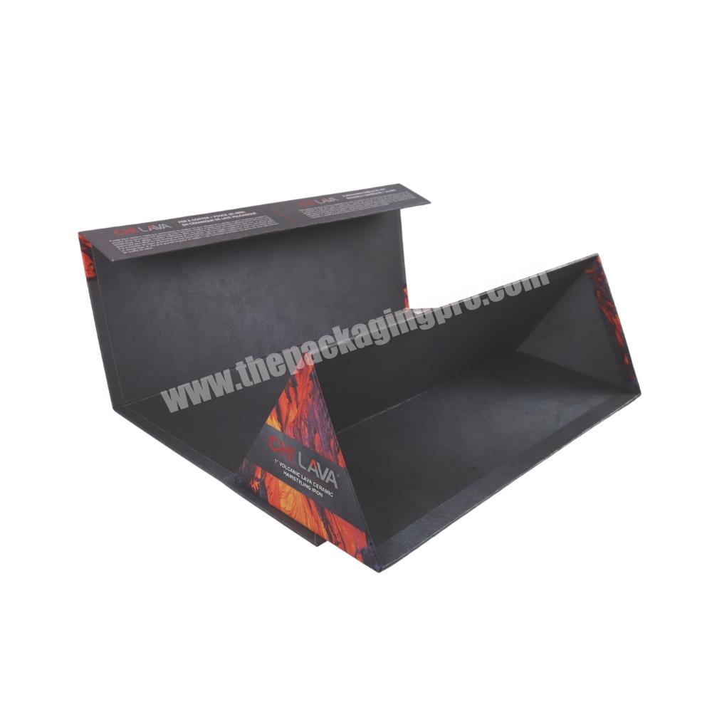 Recycle Empty Rigid Cardboard Black Big Customized Triangle Shape Magnetic Lipstick Gift Box
