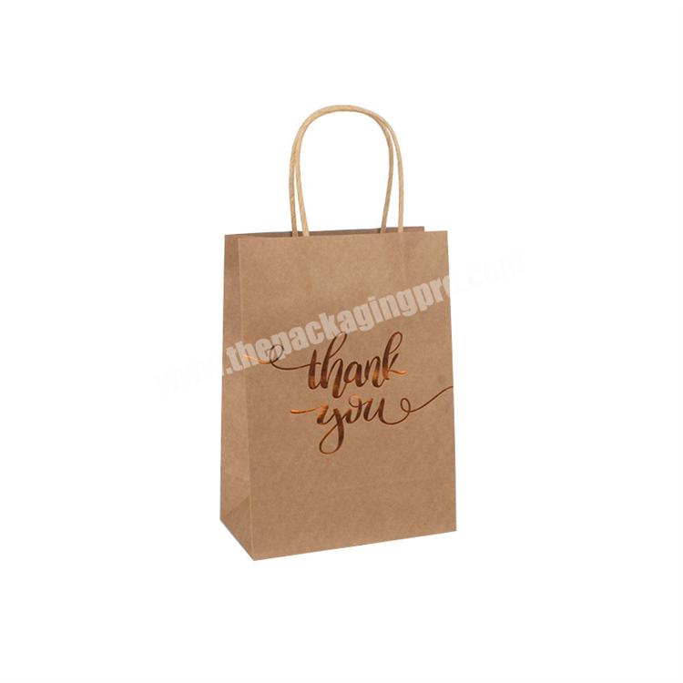 Recycled Brown Black Hot Stamping Thank you Kraft Gift Craft Shopping Packaging Recycled Paper Bag
