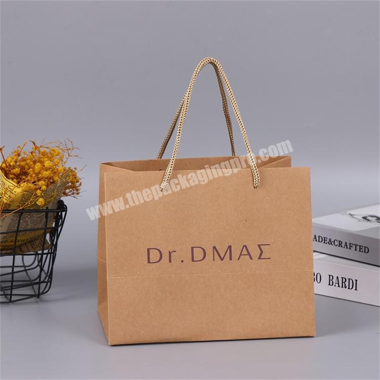 Recycled Brown Small Size Custom Print Logo Gift Craft Kraft Shopping Paper Bags with Handle