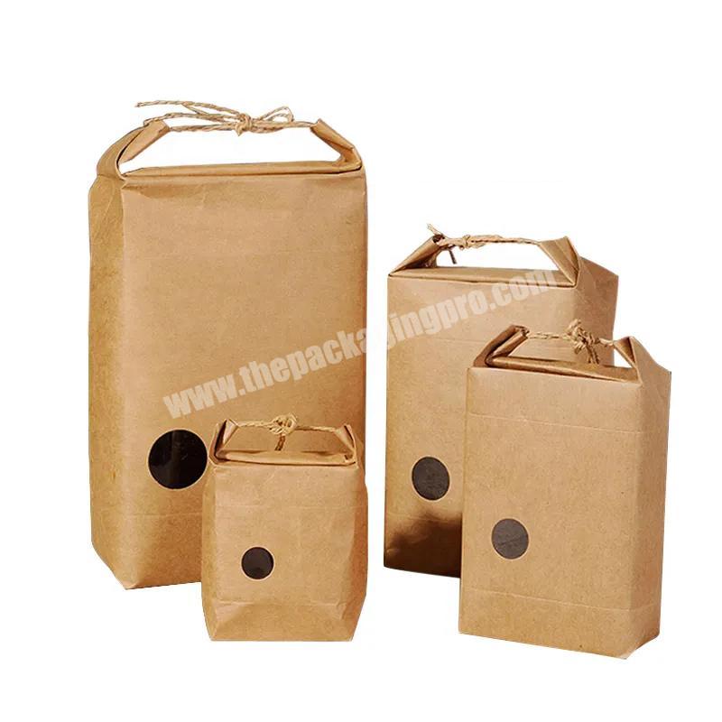 Recycled Food Bag Kraft Paper Cheap Price High Quality Rice Bag with Window
