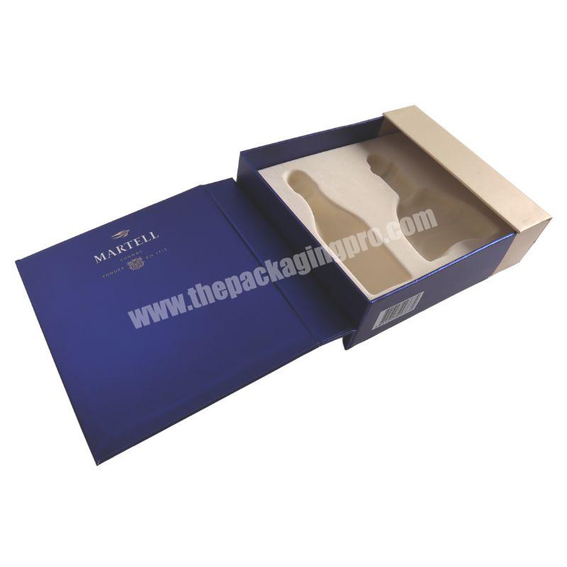 Red Wine Glass Magnetic Cardboard Packaging Paper Gift Boxes For Single Wine Bottles