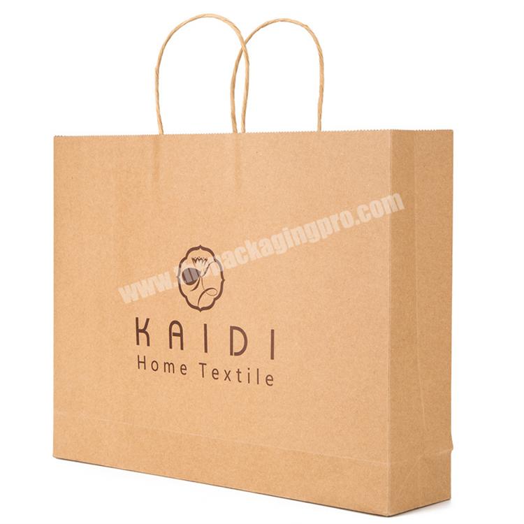 Skillful Manufacture Logo Printed Twisted Handle Gift Craft Package Shopping Carrier Brown Kraft Paper Bag