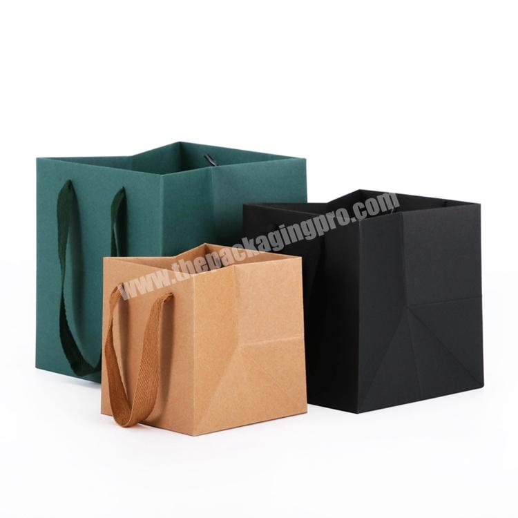 Square Kraft Wide Bottom Gift Corrugated Paper Bag Flower Bag Wide Base