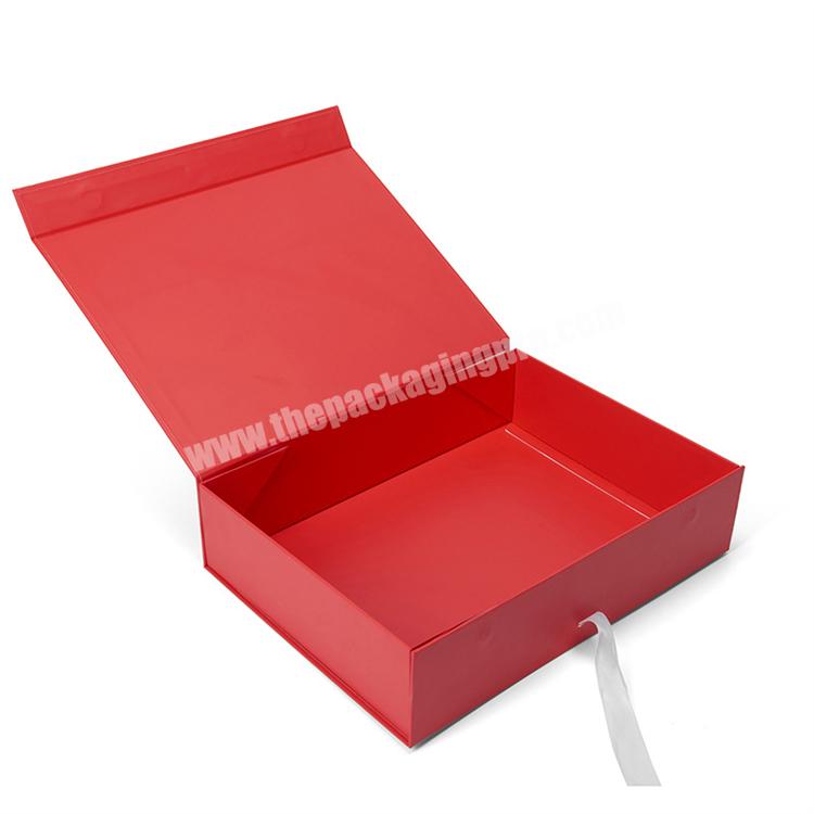 Top Grade Wholesale OEM Magnetic Lid Folding Hard Cardboard Gift Packaging Box with Ribbon Bow