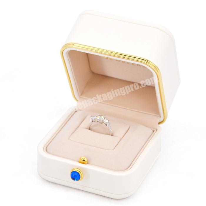 White leather packaging eco friendly modern jewelry gift set boxes custom with logo small magnetic display ring gift jewelry box