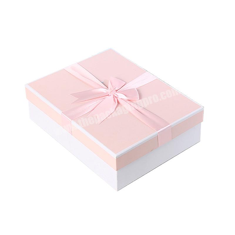 Wholesale Bow Boxes For Gift Sets Custom Cardboard Paper Wedding Gift Box Packaging with Ribbon