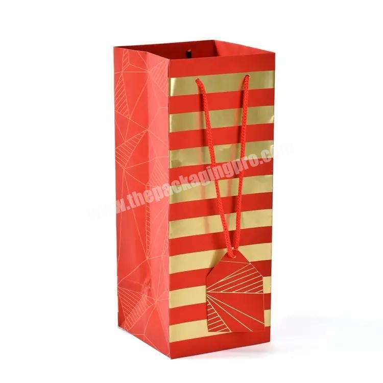 Wholesale Cheap Price Luxury Reusable Gift Custom Printed Shopping Paper Wine Bag With Your Own Logo