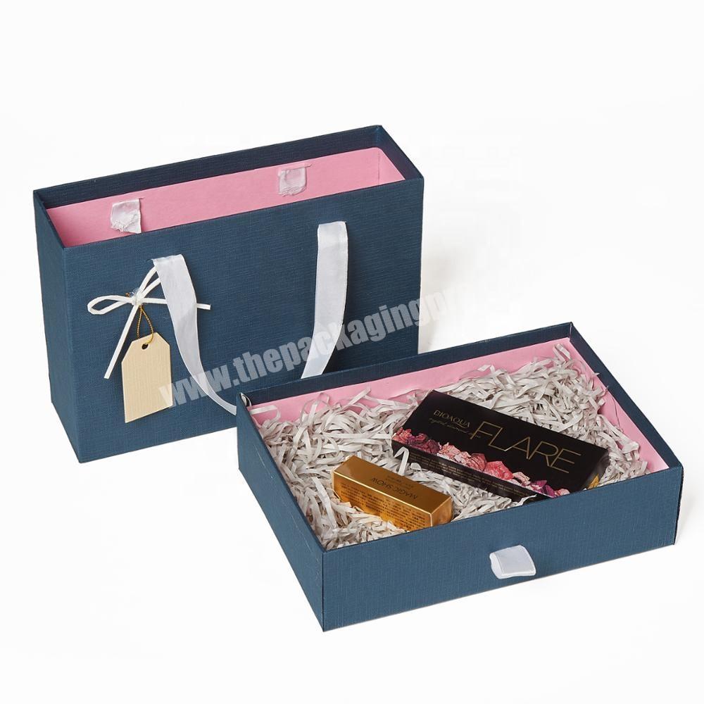 Wholesale Custom High Quality Cardboard Drawer Gift Cosmetic Lotion Makeup Tools Paper Box With Handle