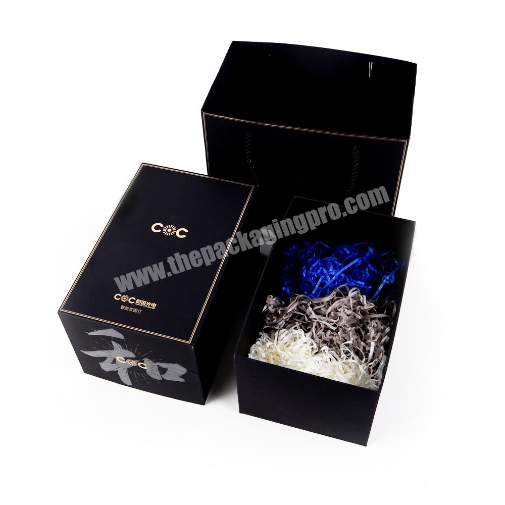 Wholesale Custom Logo Eco Luxury Black Printing 2 Piece Clothes Lid and Bottom Rigid Paper Base and Lid Packaging Box