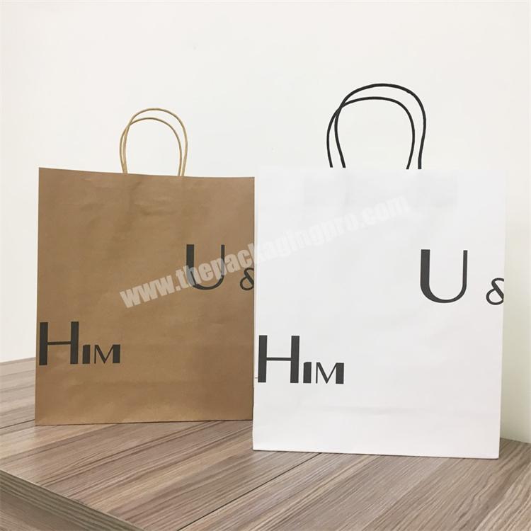 Wholesale Custom Logo White and Brown Tote Cheap Price Gift Carrying Shopping Kraft Paper Bag