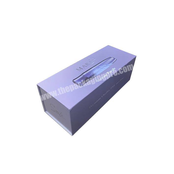Wholesale High Quality Custom Paper Packing Magnetic Gift  Box Recycled Coated Paper Purple Cosmetic Packing Paper Box