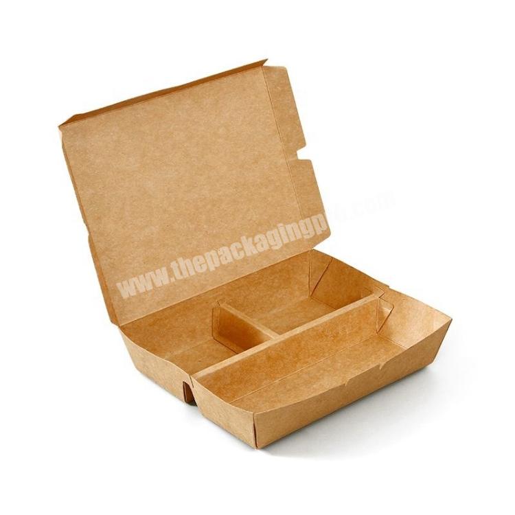 Wholesale Multi-Grid Kraft Paper Lunch Box Food Takeaway Separator Disposable Packing Box Separate Takeaway Lunch Box