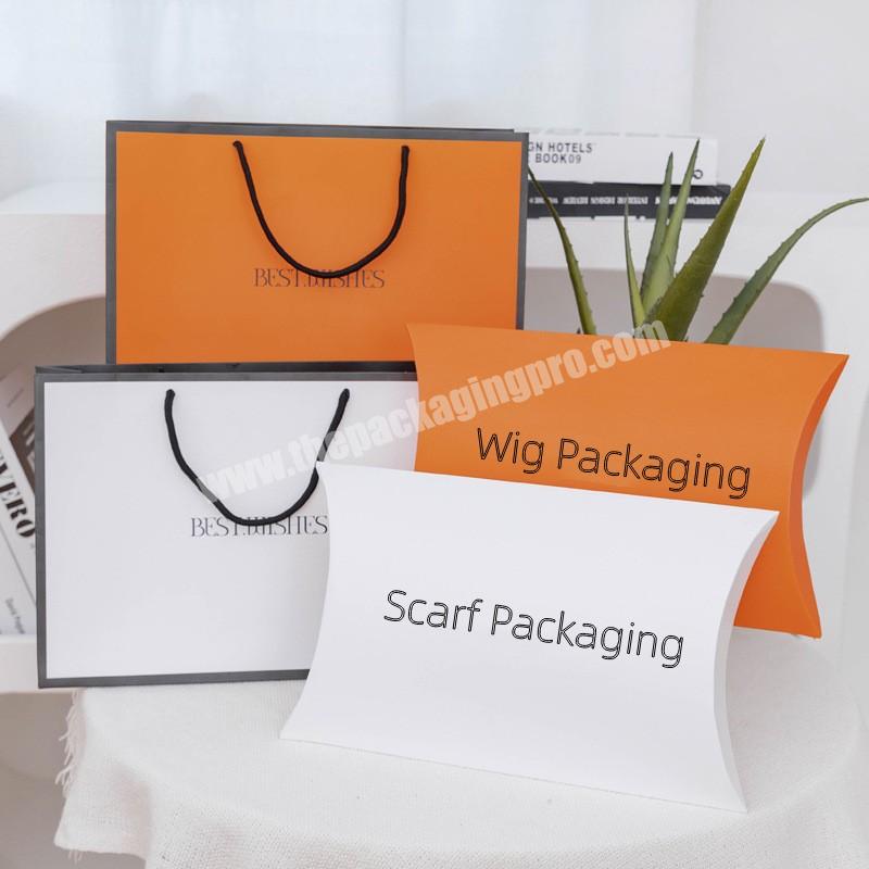 Wholesale White Portable Handheld Hair Bundle Wig Hair Extension Pillow Gift Boxes Black Scarf Packaging Boxes With Custom Logo